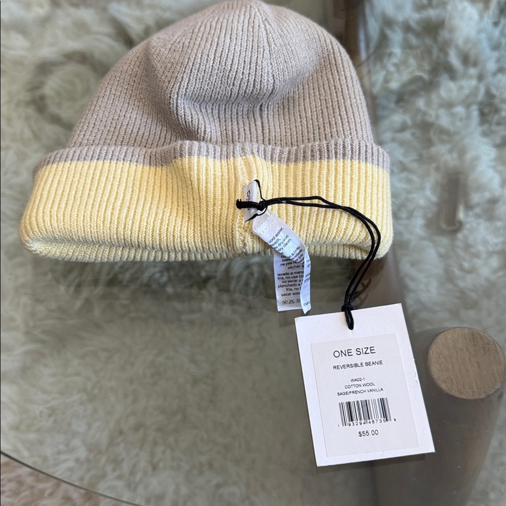 Onia Reversible Beanie Sage French Vanilla NWT